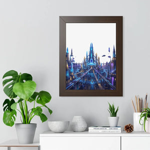 Dipaliz a futuristic city framed vertical poster - posters prints & visual artwork