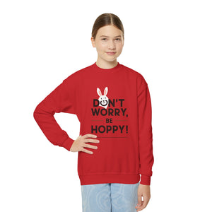 Don't Worry, Be Hoppy, Easter Youth Crewneck Sweatshirt