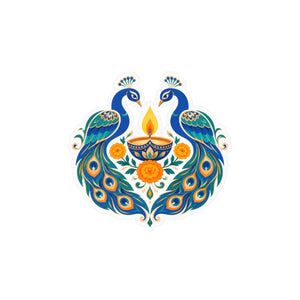 Peacock diya kiss-cut vinyl decal - home decor decals