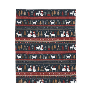 Christmas Reindeer, Snowman and decorations, Velveteen Plush Blanket