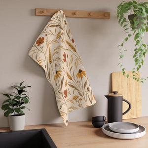 DipaliZ autumn wildflower tea towel, 18 by 30 inches in brown and gold