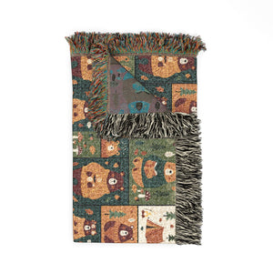 Cozy Cabin Patchwork Woven Blanket — Rustic Lodge Throw for Living Room & Cabin Decor