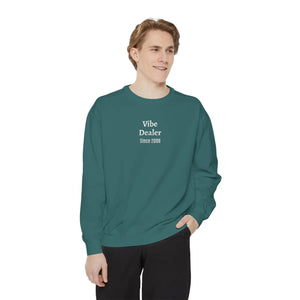 Personalized, Vibe Dealer Garment-Dyed Sweatshirt — Soft Vintage Blue Crewneck