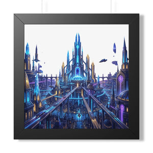Dipaliz a futuristic city framed vertical poster - posters prints & visual artwork