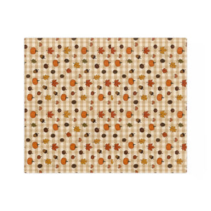 Autumn Plaid Pumpkin & Leaves Throw Blanket