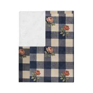 DipaliZ navy gingham blanket at 60 by 50 inches for a sofa