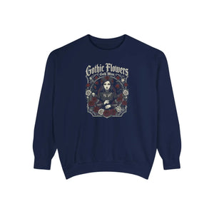 Floral lady graphic on a DipaliZ unisex crewneck sweatshirt
