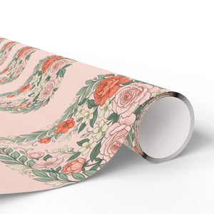 Floral pink wrapping paper roll, romantic rose pattern gift wrap