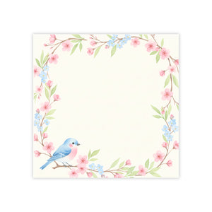 Floral Bluebird Post-it Note Pads — Spring Blossom Sticky Notes