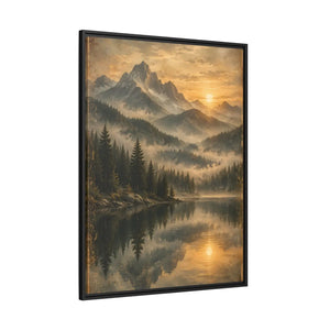 Framed canvas mountain lake sunset landscape wall art - printable