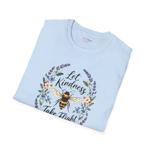 Bee Floral T‑Shirt — "Let Kindness Take Flight" Inspirational Tee