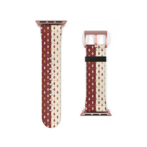 Vintage Holiday Pattern Watch Band — Red & Cream Nordic Stripe Apple Watch Band