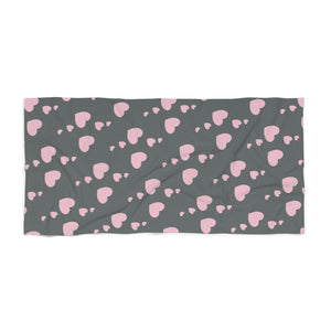 Pink hearts Beach Towel