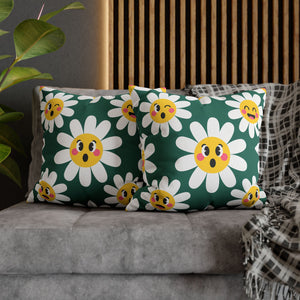 Emotive Daisy Throw Pillowcase — Cute Emoji Flower Decorative Pillow Cover