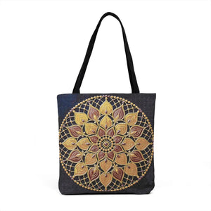 Boho Mandala Woven Tote — Mosaic Floral Circle Market Bag