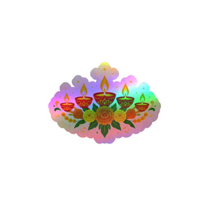Diwali floral diyas kiss-cut vinyl decal - home decor decals