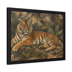 Framed paper poster – resting tiger in tropical jungle - posters