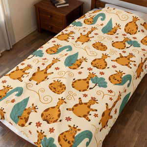 Giraffe Friends Velveteen Plush Blanket