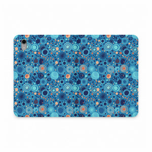 Blue Retro Circles Tablet Folio Case — Geometric Oceanic Pattern