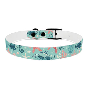 Sea Life Dog Collar — Aqua Fish & Coral Pattern for Pets