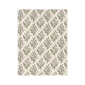Loose lavender stems printed across a DipaliZ velveteen throw