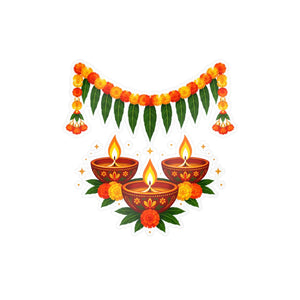 Diwali diyas and marigold toran kiss-cut vinyl decal - home decor decals