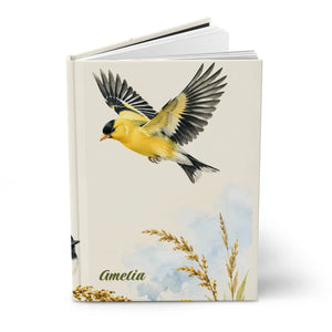 Personalized name songbird & wildflower hardcover journal - journals