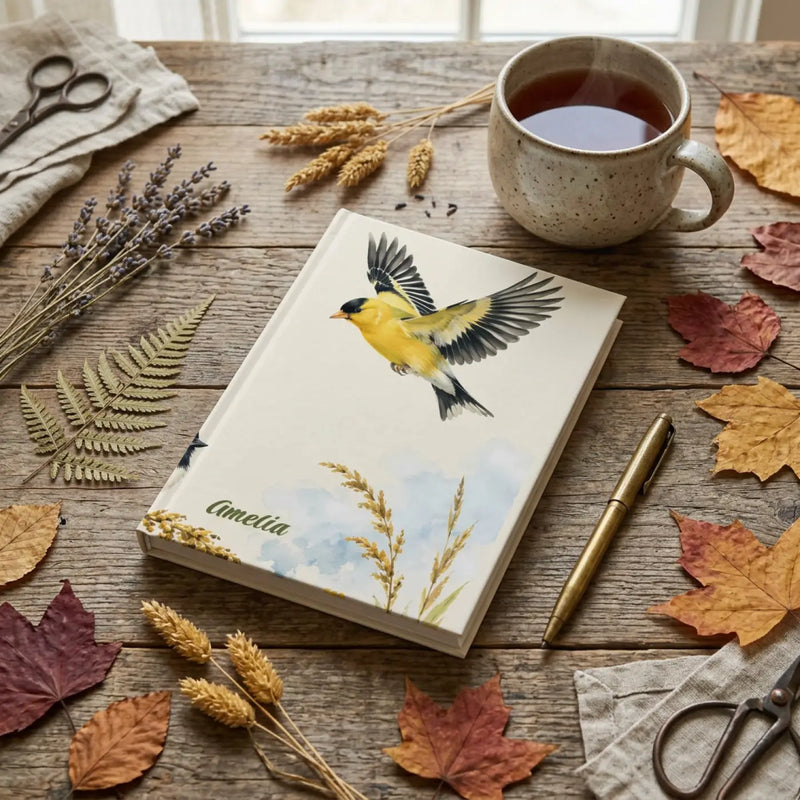 Personalized name Songbird & Wildflower Hardcover Journal