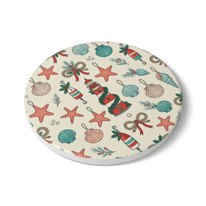 Christmas coastal ornaments ceramic coaster - coasters