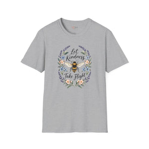 Bee Floral T‑Shirt — "Let Kindness Take Flight" Inspirational Tee