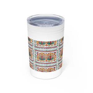 11oz Insulated Tumbler, Personalized Amelia Floral Tile Design - Tumblers