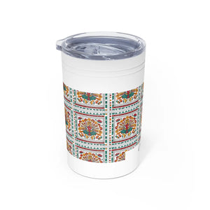 11oz Insulated Tumbler, Personalized Amelia Floral Tile Design - Tumblers