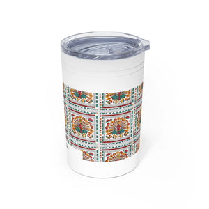 11oz Insulated Tumbler, Personalized Amelia Floral Tile Design - Tumblers