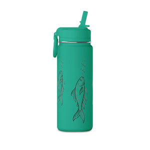 Fish Sketch Water Bottle — Illustrated Koi Design, Leak‑Proof Sports Bottle