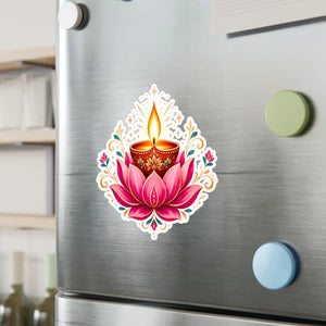Lotus diya kiss-cut vinyl decal for diwali - home decor decals