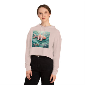 Go with the glow koi fish cropped hooded sweatshirt - sweatshirts