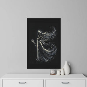 Ethereal moon goddess wall decal by DipaliZ in graded blues and greys