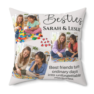 Besties Personalized Photo Pillow — Custom Names & Quote