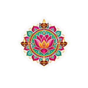 Colorful lotus mandala kiss-cut vinyl decal - home decor decals
