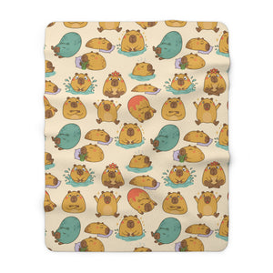 Cute capybara Sherpa Blanket – Cozy Animal Pattern Throw for Kids & Pet Lovers