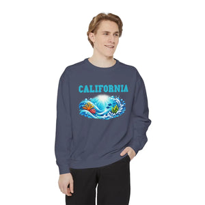 Personalized, California Surfwave Sweatshirt — Vintage Coastal Crewneck