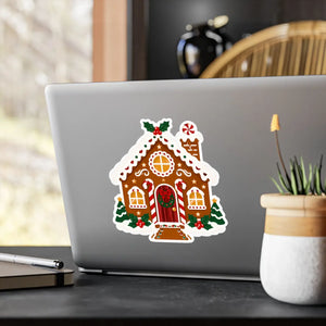 Gingerbread house christmas kiss-cut vinyl decal - home decor decals