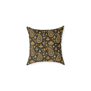 Vintage Black and Gold Paisley Pillow