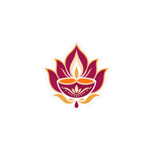 Lotus diya kiss-cut vinyl decal - home decor decals