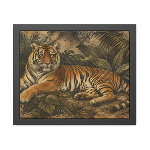 Framed paper poster – resting tiger in tropical jungle - posters