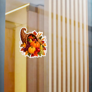 Thanksgiving harvest cornucopia kiss-cut vinyl decal - home decor decals