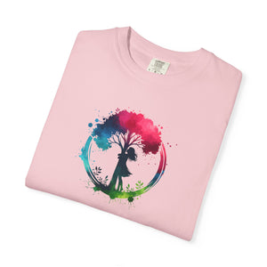 A girl hugging a tree World Environment Day Unisex Garment-Dyed T-shirt