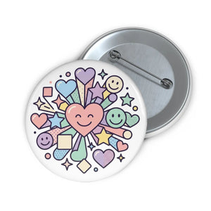 Happy Hearts Pastel Pin Button — Cute Smiley Badge for Jackets, Bags & Gifts