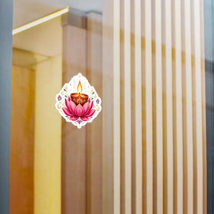 Lotus diya kiss-cut vinyl decal for diwali - home decor decals