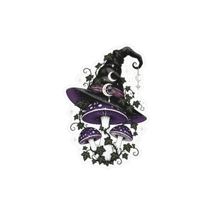 Mystical witch hat mushroom kiss-cut vinyl decal - home decor decals